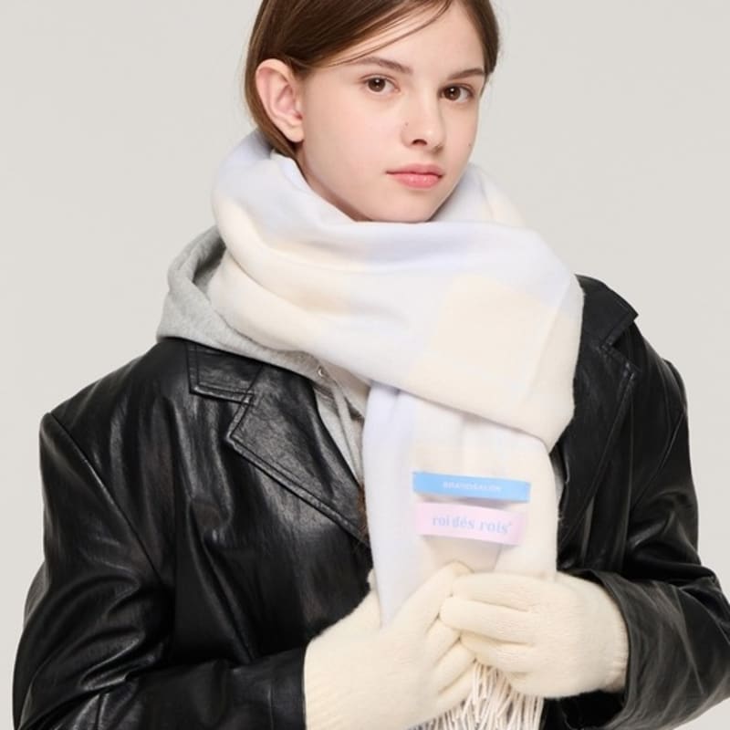 ROIDESROIS [1+1] Check Muffler Soft Glove Set (34 Colors)