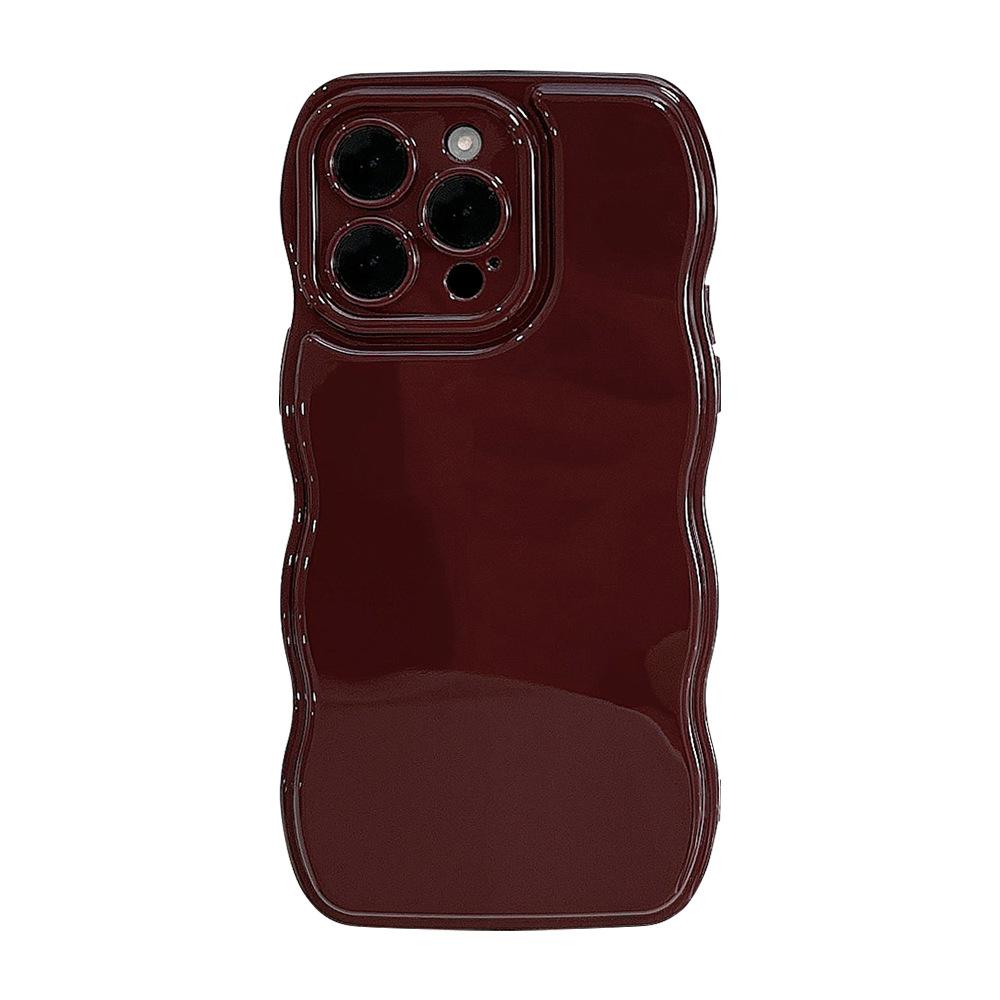Retro Burgundy for Apple 15 Phone Case for IPhone17 Advanced 11 for 16promax Wave Edge 12 Solid Color