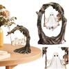 High-Quality Spooky Halloween Ghost On Tree Swing Cute Handcrafted Halloween Ornament Resin Funny Ghost Decor Halloween Party