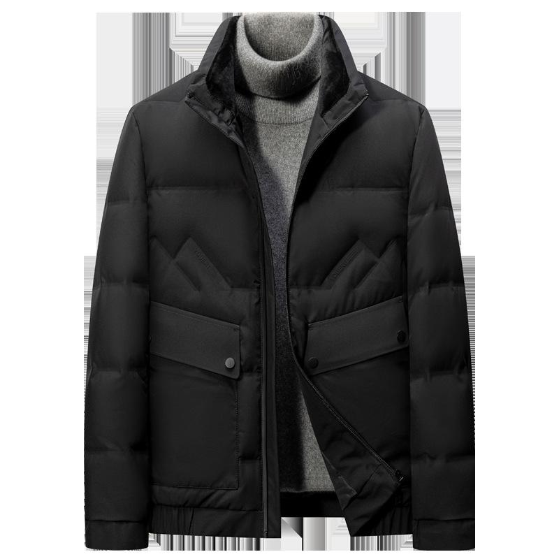 New Autumn and Winter 90 White Duck Down Simple Solid Color Young and Middle-aged Men's Versatile Down Jacket with Stand-up Collar