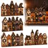 Rustikální podzimní středové dekorace stolu Halloween Retro strašidelná vesnice Dřevěná dekorace na stolní desku, Podzimní statek Čarodějnice Americký venkovský styl Figurky