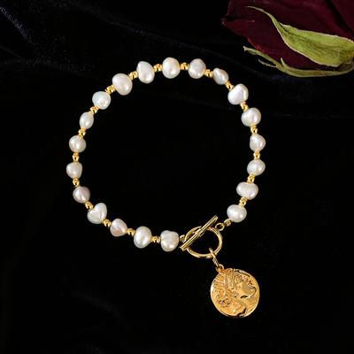Baroque Pearl Bracelet Feminine Style Simple and Cold Style Electroplated Ornaments Hand Jewelry
