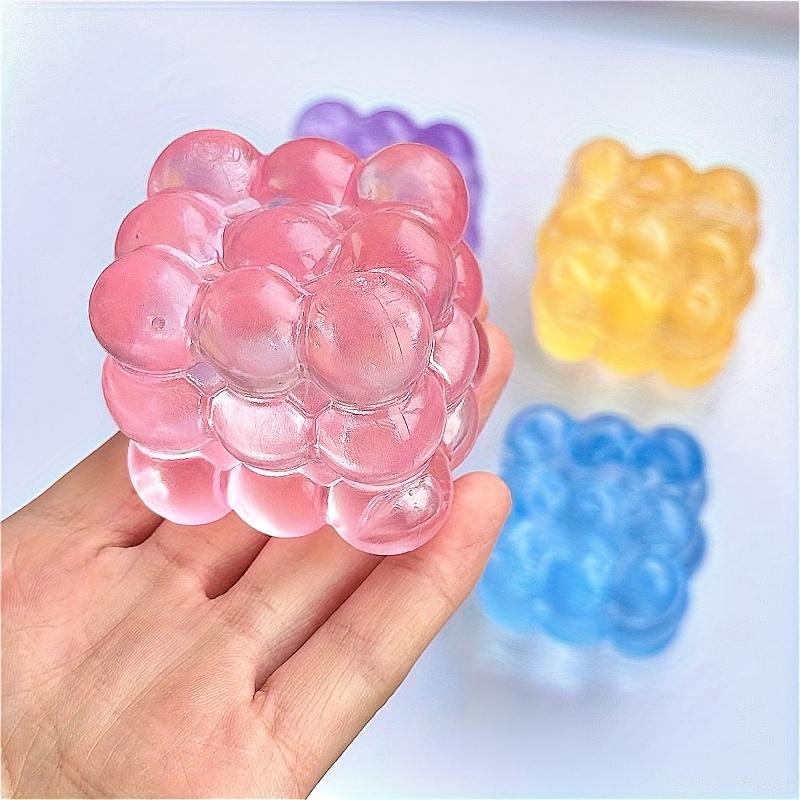 Grape Squishy Toy for Kids, TPR Stress Ball for Fine Motor Skills, BirthdayChristmasEaster Halloween Gift, Soft Pink Purple Blue