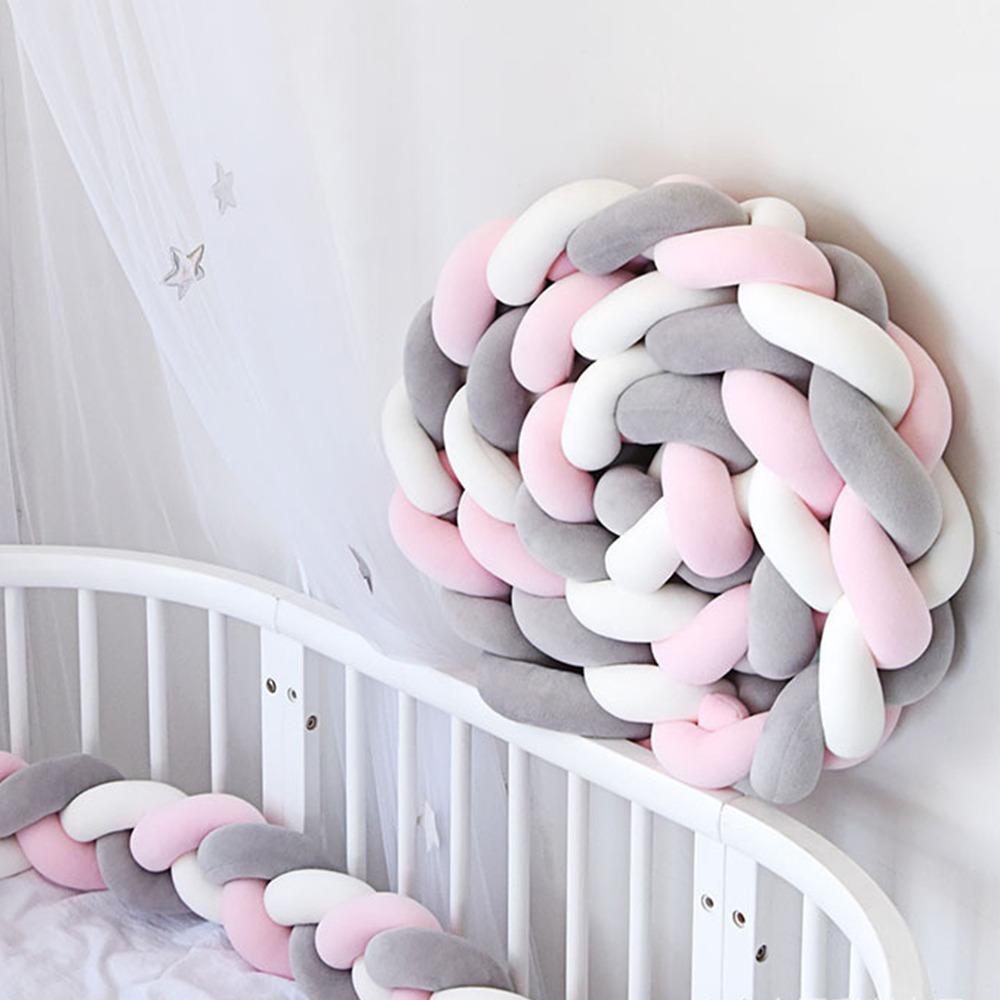 Handmade Bed Bumper Soft Plush Braided Pillow Baby Crib Bumper Crib Protector Baby Bed