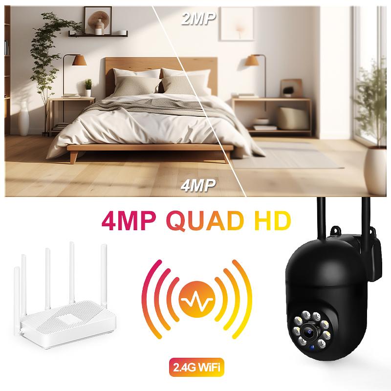 2.4G WIFI IP Camera Auto Tracking Two Way Audio PTZ Night Vision IP66 Waterproof Outdoor Smart Home Security Surveillance Camera