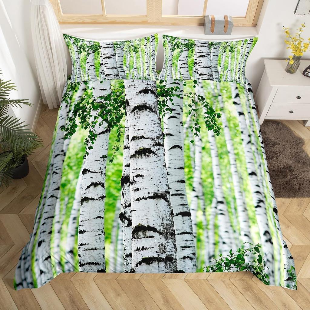 Comforter Tree Branches Botanical Leaves Print Bedding Set Polyester Nature Tree Comforter Queen Full For Kids Adults