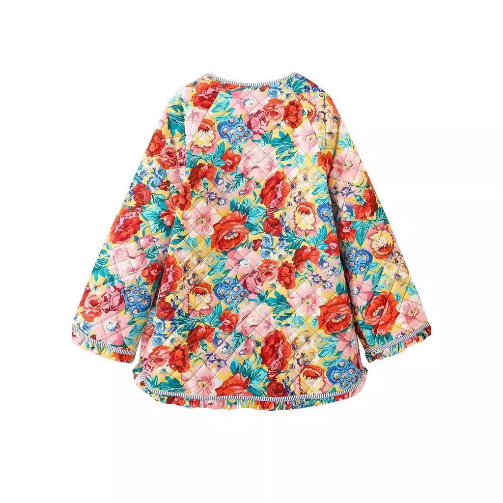 Women's Autumn Floral Print Quilted Cotton Jacket