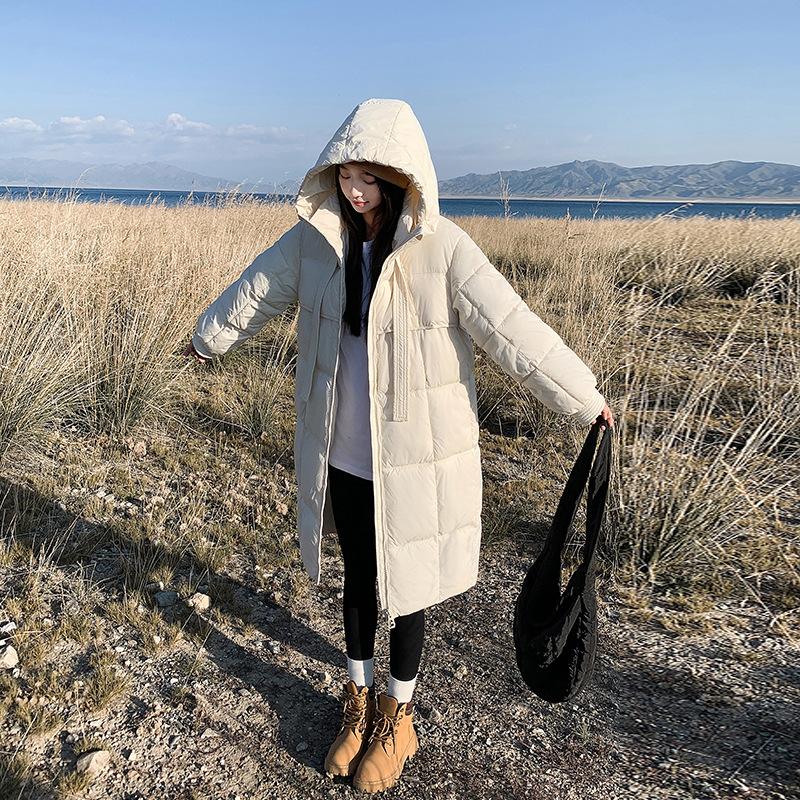 Premium Down Jacket Women's Medium and Long Over the Knee Winter New Fashion Casual Hooded White Duck Down Jacket