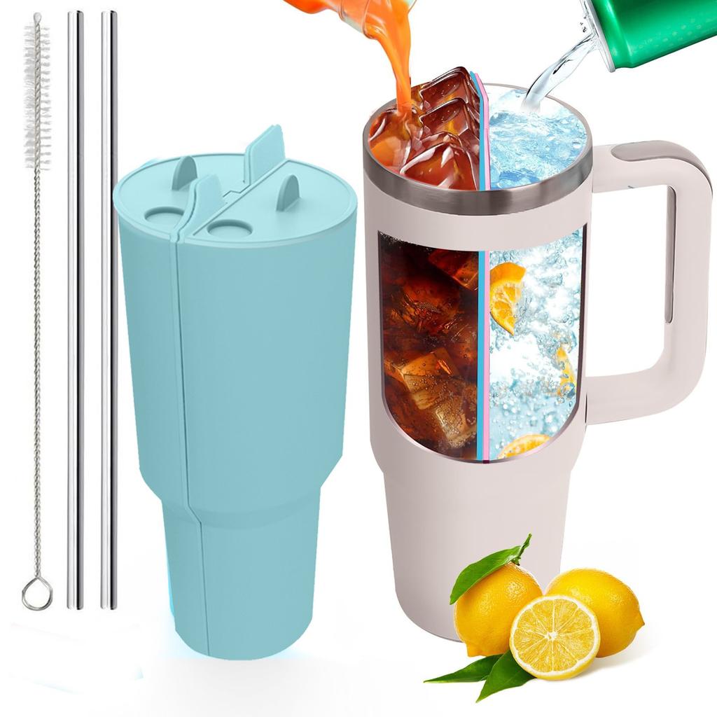 Oddělovač nápojů 2 v 1 silikonová vložka, kompatibilní s kelímkem Stanly 40 Oz, příslušenství Stanly, opakovaně použitelná vložka na párty