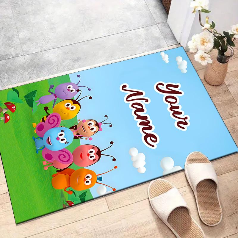 Custom BichiKIDS Mat Personalized Name, Polyester Washable Indoor Entryway Rug, Gift for Christmas, Easter, Thanksgiving Day