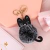 Cute Fur Ball Cat Soft Pompom Animal Tail Hair Ball Car Ladies Car Bag Accessories  Mom Gift Bag Charm