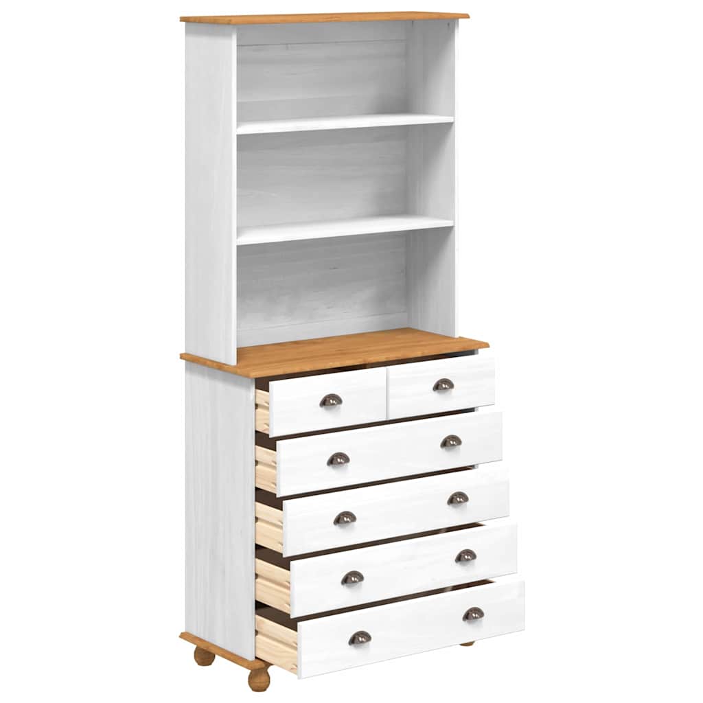 Hutch ASKIM White 91 x 40 x 200.5 cm Solid Pine Wood
