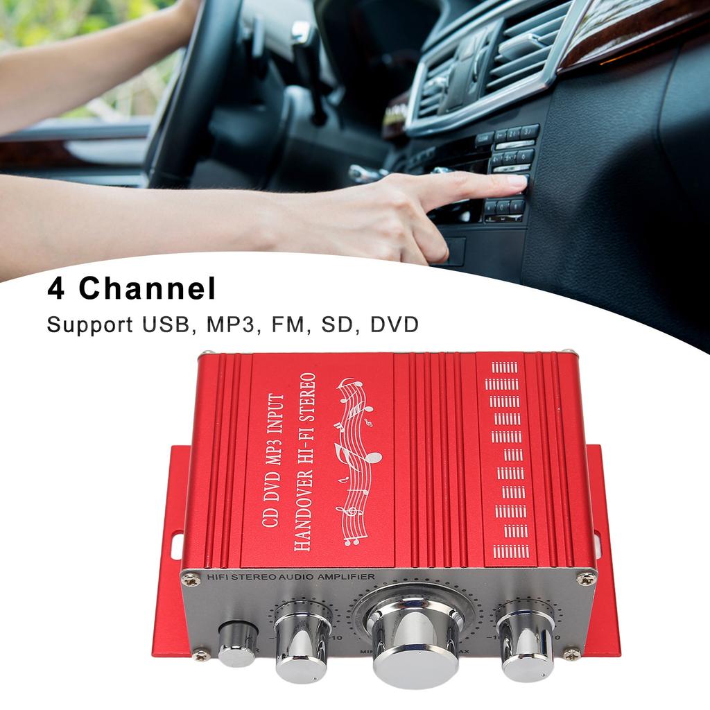Autoradio Stereo Verstärker Einfach 20Hz Bis 20kHz 4 Klangfeld Aluminiumlegierung Autoradio Stereo Verstärker 12V für Familie