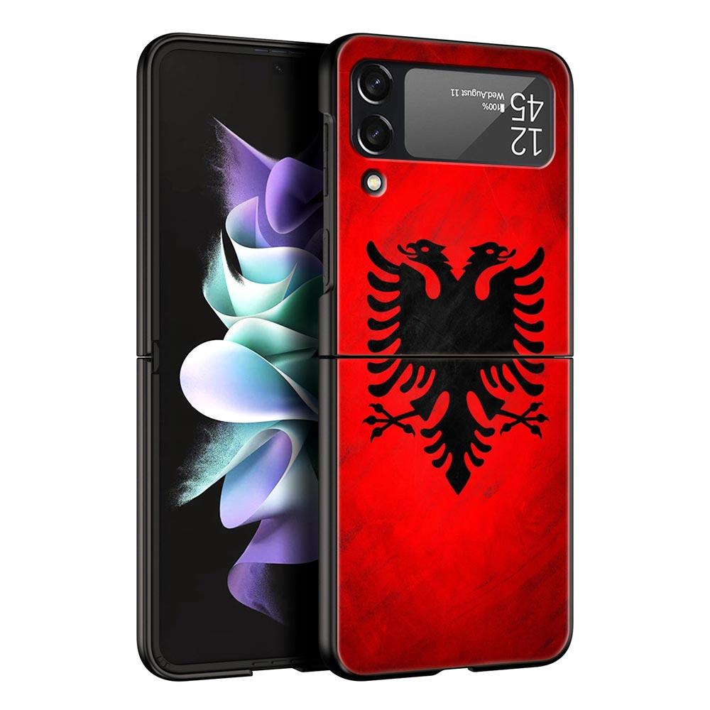 Albania Flag Phone Case for Samsung Galaxy Z Flip 3 4 5 Folding Mobile Black Shell For Samsung Z Flip3 Flip4 Flip5 PC Hard Cover
