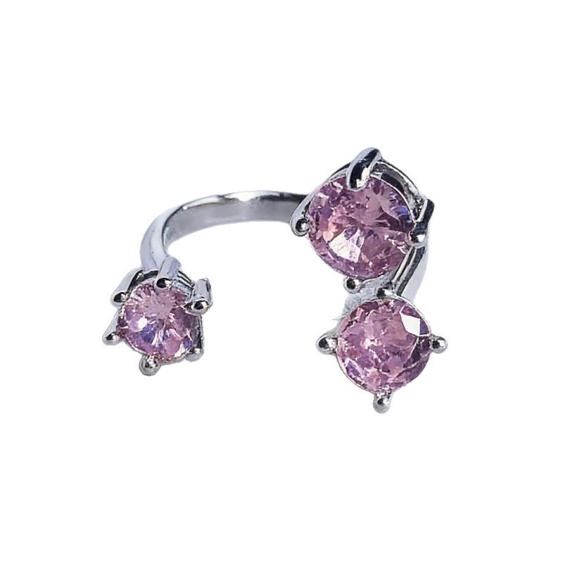 Minimalist Luxury Colored Zircon Adjustable Open Ring for Women – Fashionable High-End Design.