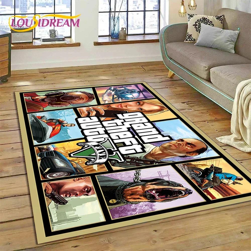 3D GTA Spiel Grand Theft Auto Gamer Teppich für Schlafzimmer Wohnzimmer Zuhause Sofa Dekoration, Kinder Spiel Große Dekor Bodenmatte