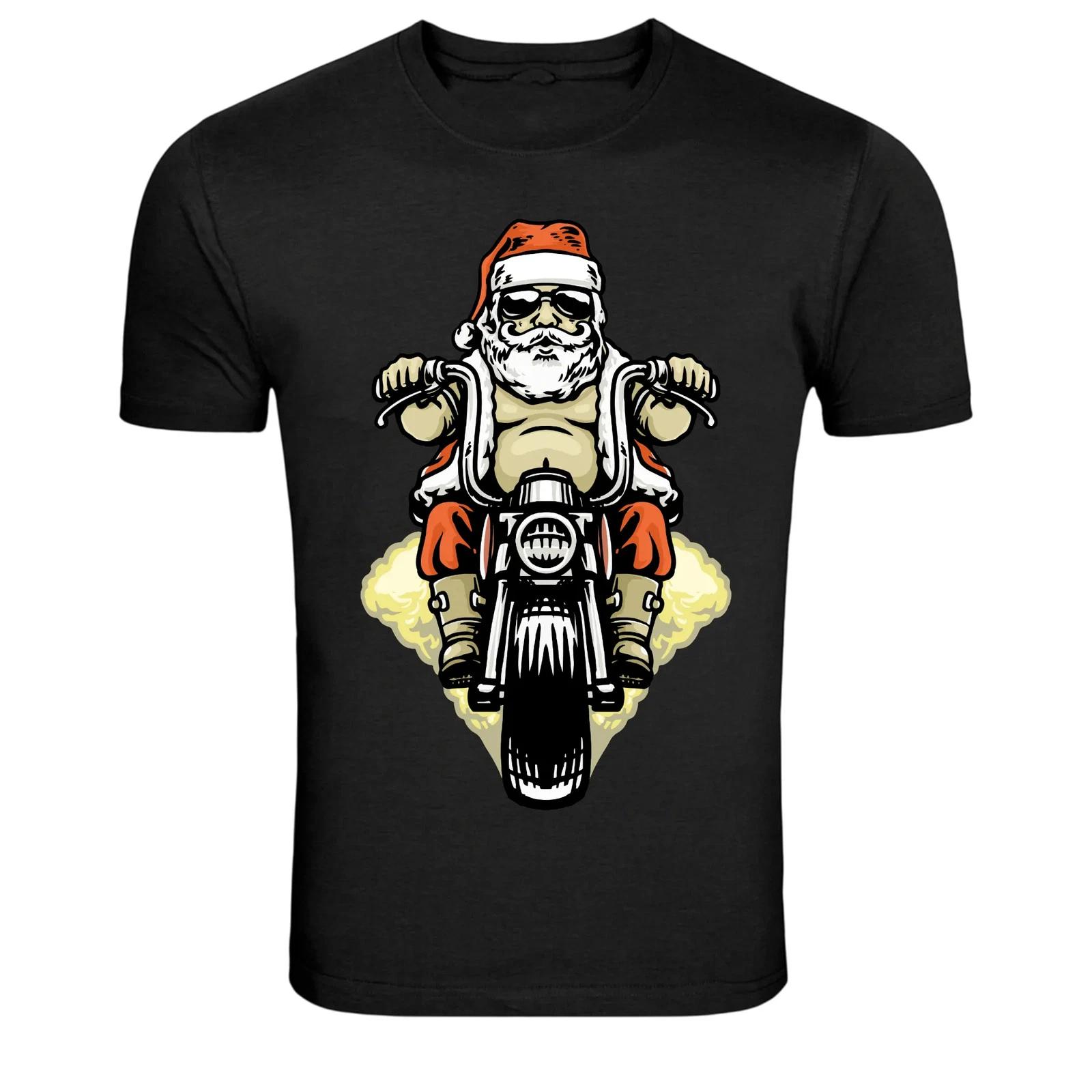 Santa Claus Biker Motorcycle Christmas Rider Graphic T-Shirt 3XL
