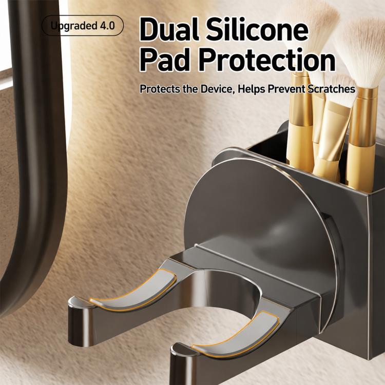 No-drill Suction Cup Bathroom Hair Dryer Holder Storage Wall-mounted Rack