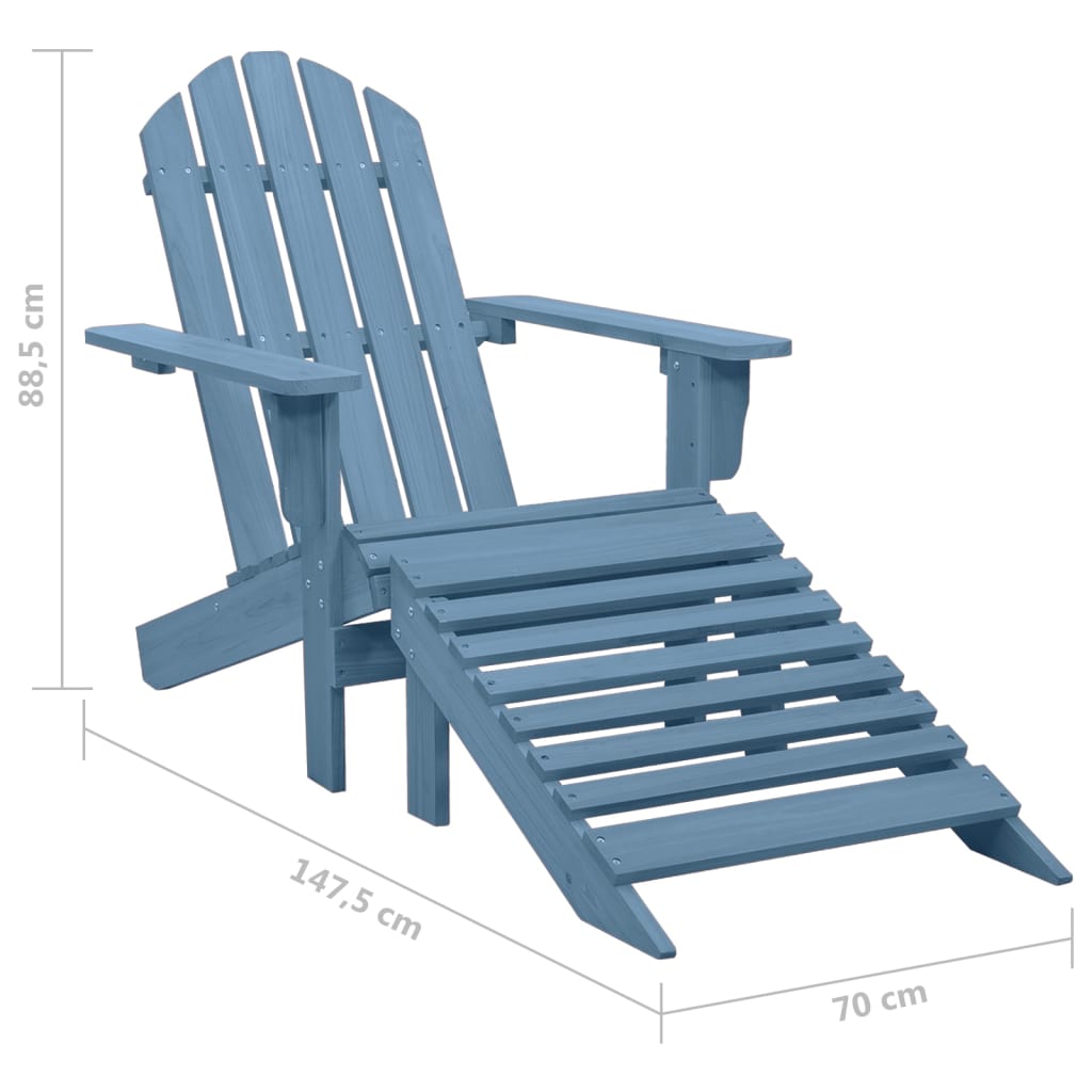 Vidaxl Adirondack Garden Chair with Footrest, Fir Wood, Blue