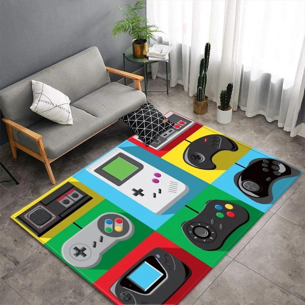 Cartoon Game Console Carpet for Living Room Video Game Children Player Area Rug Soft Anti-slip Bedroom Entrance Floor Mat