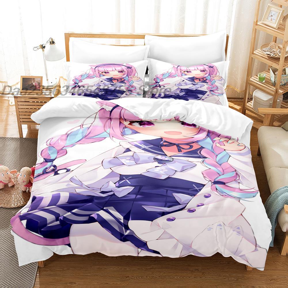 3D Print Anime Kawaii Girls Minato Aqua Bedding Set Single Twin Full Queen King Size Bed Set Adult Kid Bedroom Duvet cover Sets