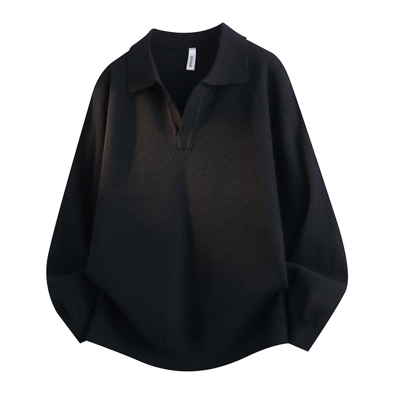 Men's Heavyweight Collared Knit Sweater Business Casual Warm Pullover Top