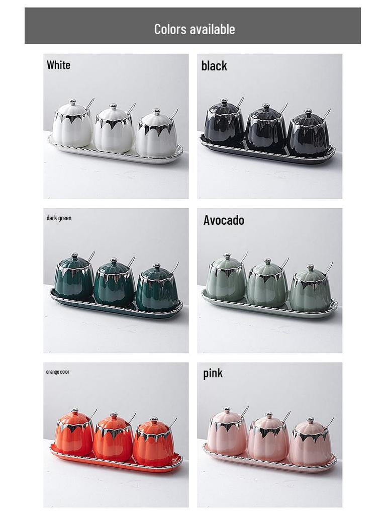 Creative Ceramic Kitchen Spice Jar Set - Salt and Seasoning Storage
