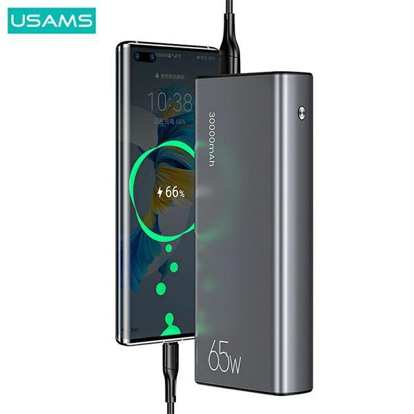 Usams Powerbank Pb59 30000Mah 65W2Xqc3.0+Pd Fast Charge Czarny/Black Cmxlogtc01 (Us-Cd165) + Kabel Usb-C-Usb-C