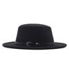 Hat Women's Woolen Top Hat Autumn and Winter Solid Color Retro Gentleman British Style Flat Top Belt Accessories Felt Hat