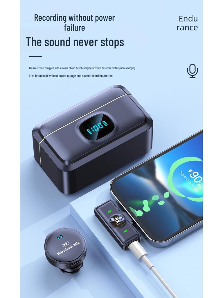 Wireless Lavalier Microphone with Long Battery, Noise Reduction, Digital Display, and Magnetic Charging Case for Live Streaming.