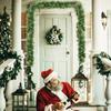 6FT Christmas Garland With Battery Powered LED String Light Merry Christmas Hanging Garland Artificial Garland Decorated with Pine Cones Berry Cluste