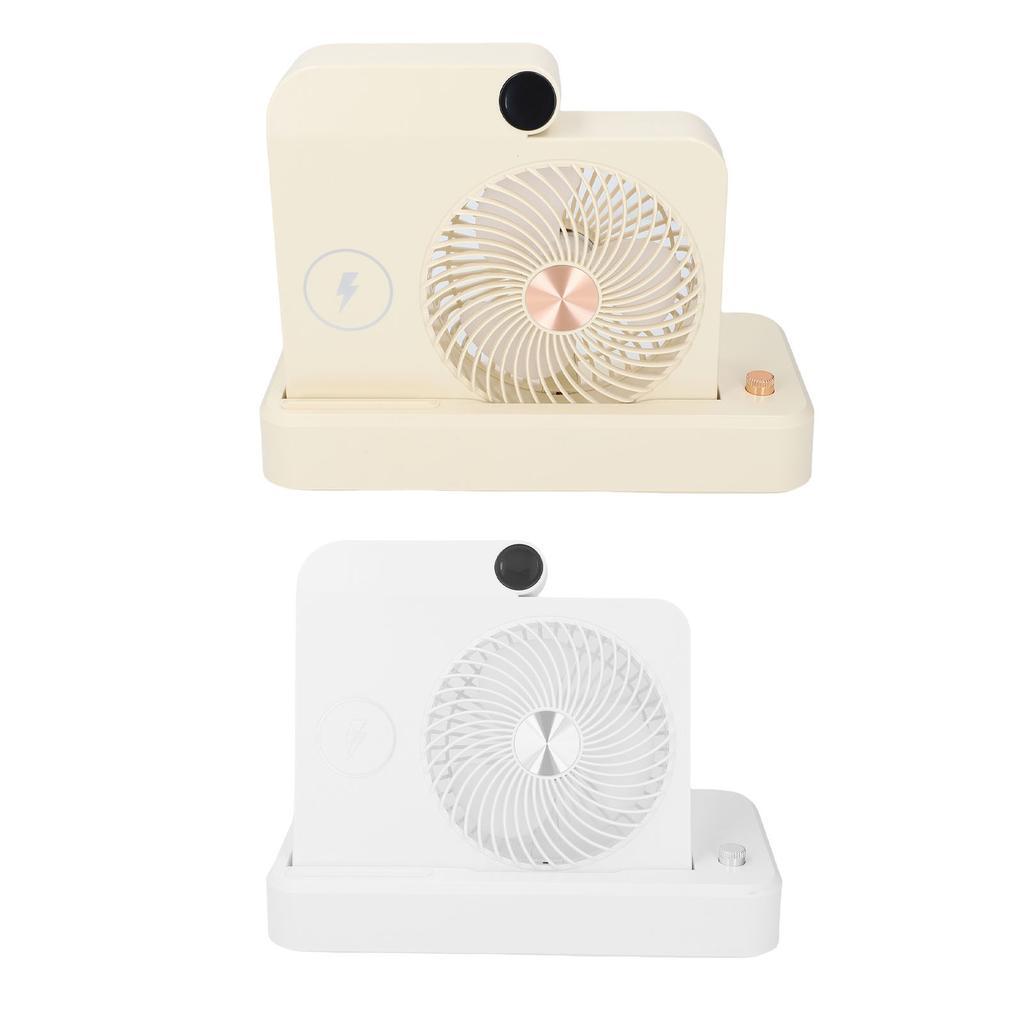 Desk Fan with Wireless Charging Station 100 Gears Adjustable Folding Quiet Small Portable Fan for Mo