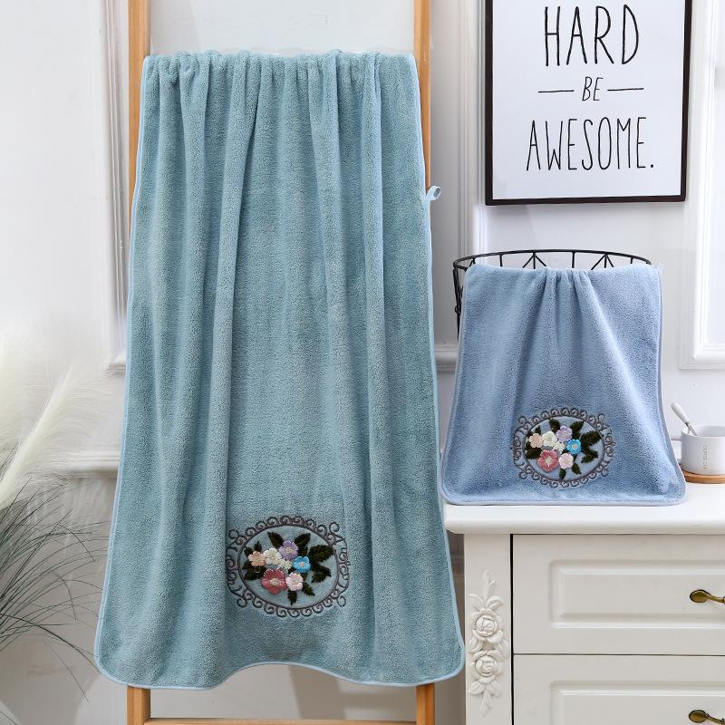 Mirror Flower High-density Coral Fleece Towel Bath Towel Mother Towel Home Face Towel Soft and Absorbent