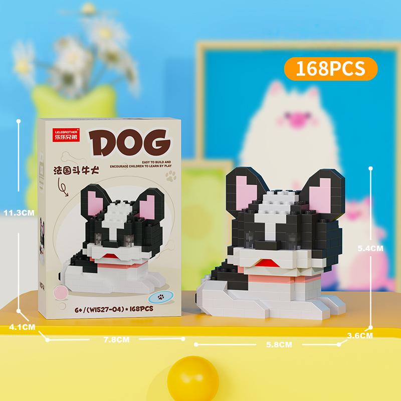 Cute Pastoral Teddy Dog Pet Building Blocks Micro-Granular Ornament Children's Toy Gifts New Product Cat And Dog Themed