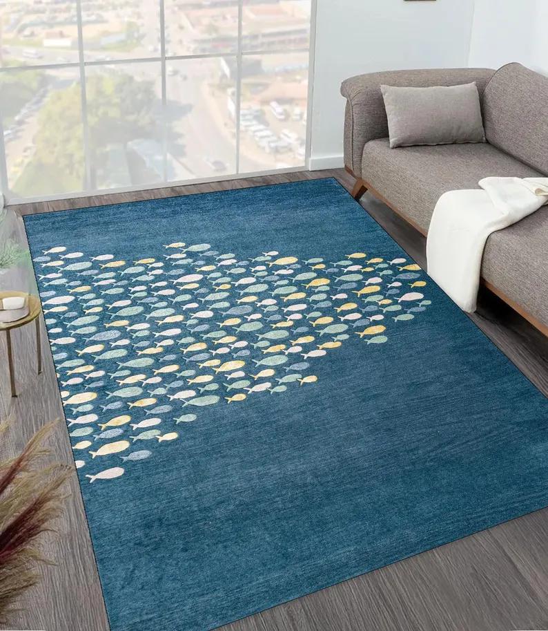 Carp Carp Carpet Vortex Fish Carpet Deep Sea Golden Fish Carpet Door Mat Room Living Room Bedroom Decoration Rug
