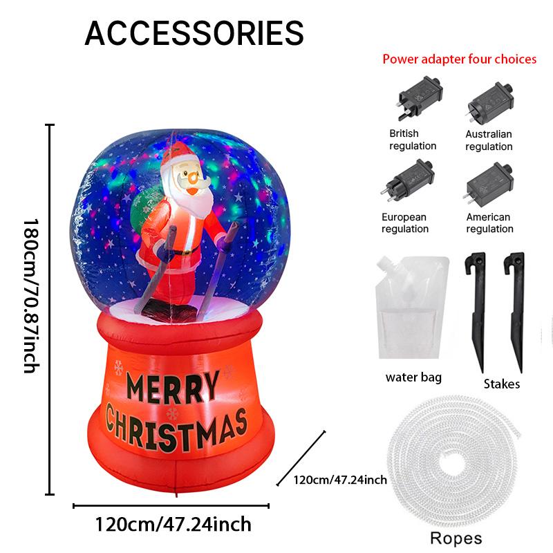 5.91FT Inflatable Santa Snow Globe Toy Xmas Yard Lawn Party Decoration Festive Gift LED Lit Christmas Supplies Home Ornament