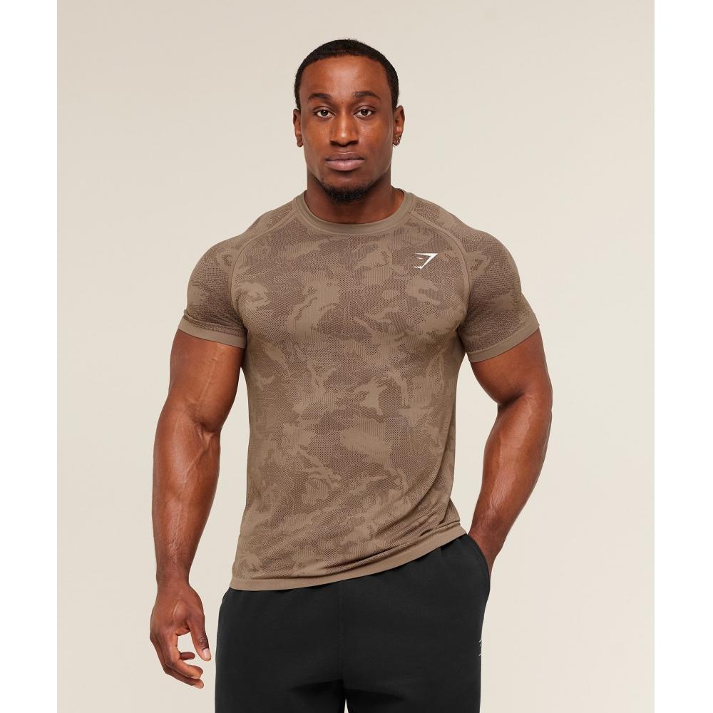 Gymshark Geo Seamless T shirT lifesTyle Brown    Archive Brown A5a2d Ndgn