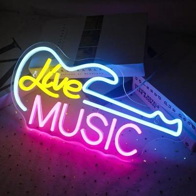 Gitarre Rock Neon Schild LED Neonlicht für Wanddekoration,Gitarrenform Leuchtschild,USB Neonlicht für Bar Live-Musik