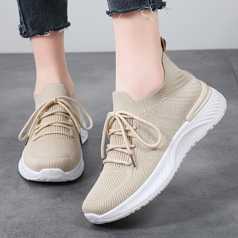 Breathable Mesh Women Running Shoes Lightweight Casual Sports Shoes Knitted Flats Walking Socks Shoes