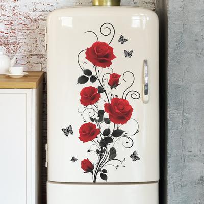 Adesivos Decorativos de Parede para Banheiro e Casa com Flor de Rosa e Borboleta em Trepadeira Simples
