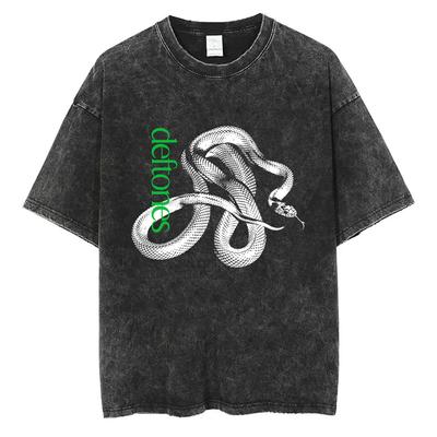 Rockband Deftones Private Music Schlange Gewaschenes Vintage T-Shirt Herren Damen Alternative Heavy Metal T-Shirt Mann Übergroß
