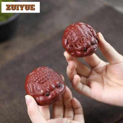 Yixing Purple Clay Wealth-attracting Lotus Leaf Flower Pixiu Tea Pet Ancient Lucky Model Tea Figurine Play Toys Tea Statue Craft