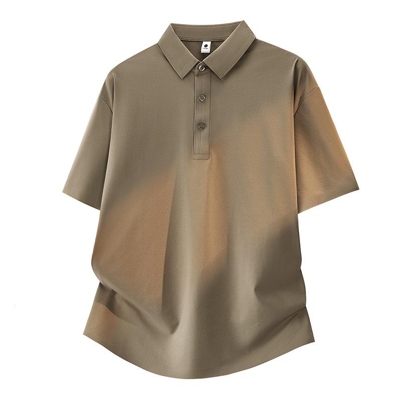 Polo shirt men's ice silk nylon high-end seamless business casual ice-feel lapel men's short-sleeved T-shirt quick-drying