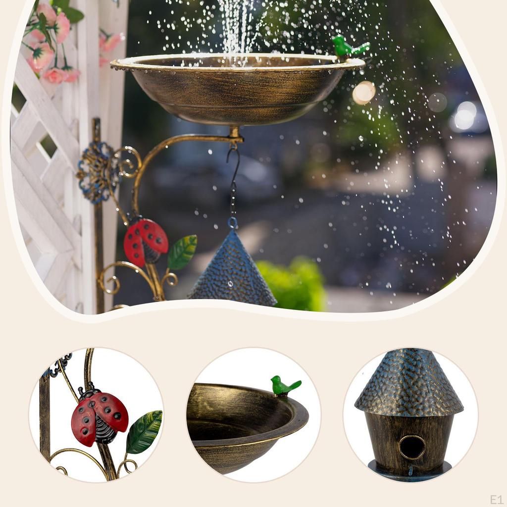 Wall Mounted Bird Bath Bowl Decoration Garden Supplies Design Birdfeeder for Outdoor Backyard Wooden