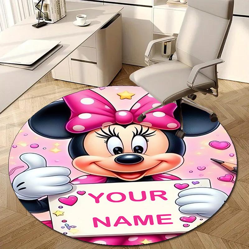 Personalized M-Minnie Round Chair Office Rug - Perfect for Mat, Office Chair & More - Ideal Gift for Birthdays and Holidays