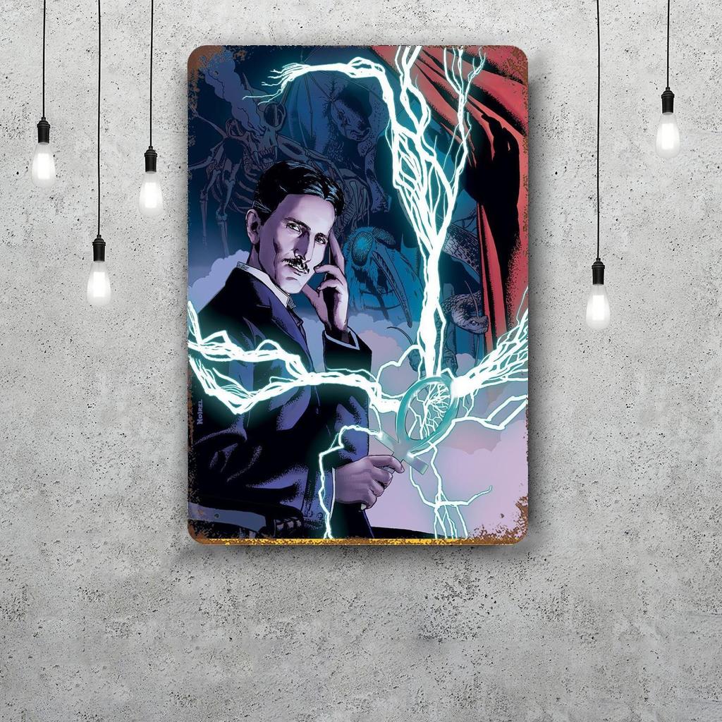 Nikola Tesla Vintage Tin Sign Home Decor Wall Decor Art Wall Mural Room Decoration Decor Retro Metal Sign Plate Bar Posters