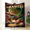 Anime-Style Wanted Poster Warm Blanket with Swords Flannel Blanket for Bedroom, Living Room, Sofa, and Nap.