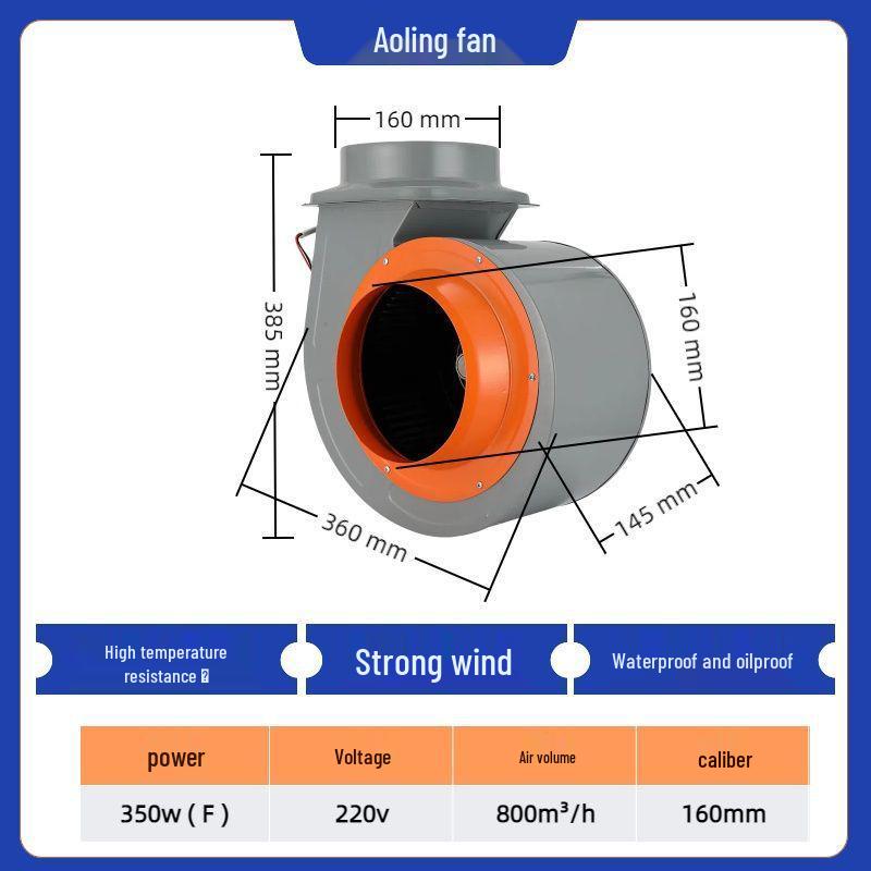 High-Power Centrifugal Fan with Strong Wind, Powerful Suction & Oscillation for Barbecue & Kitchen Use