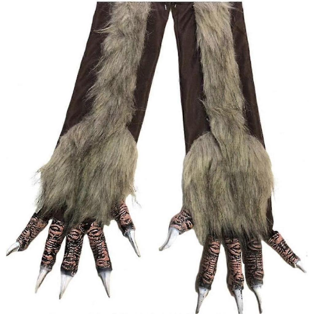 Rukavice Vlkodlaka 1 Pár Kožešinové Ruce Vlkodlaka Rukavice Halloween Dekorace Rekvizita Cosplay Kostým Rukavice Hnědé