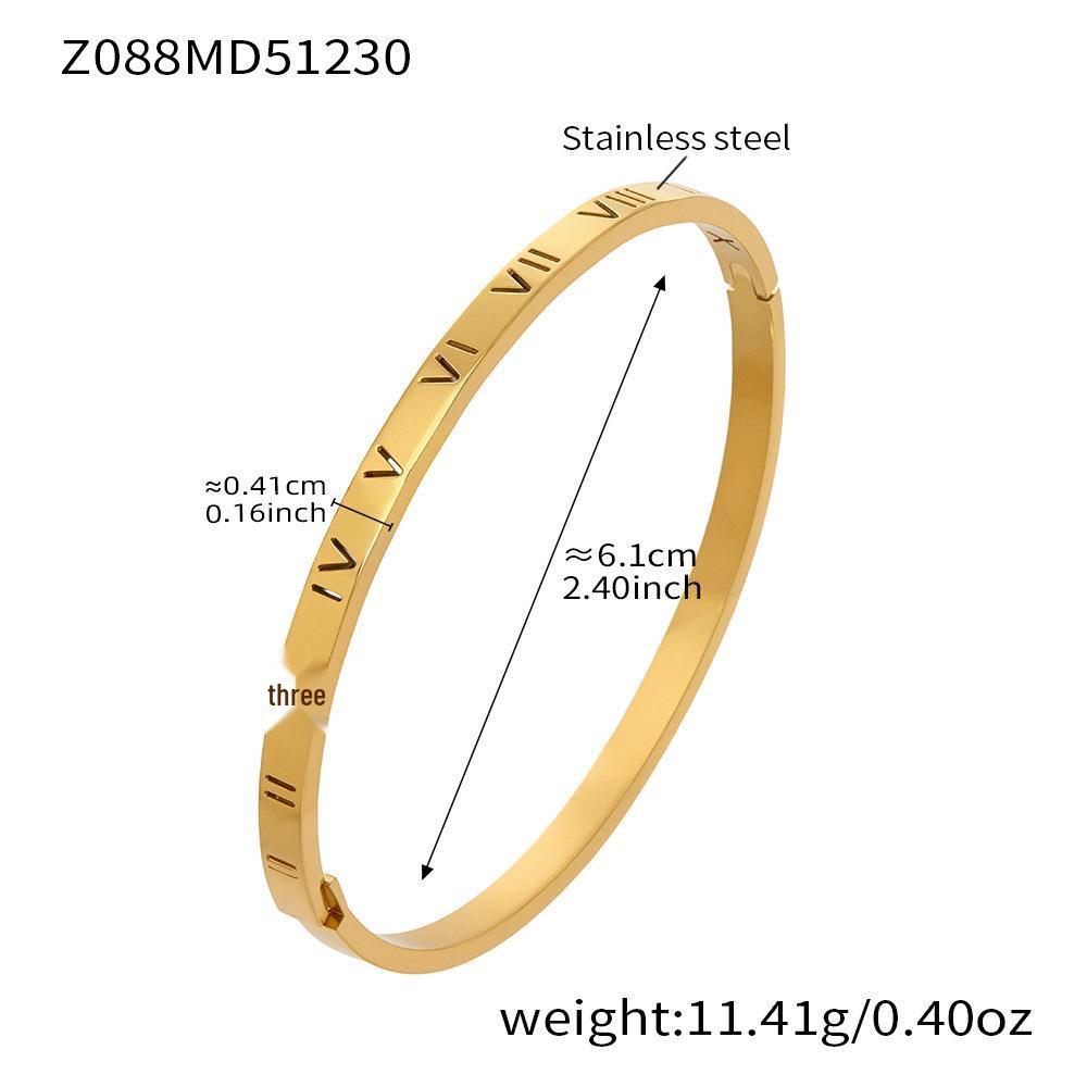 18k Gold-Plated Stainless Steel Women s Roman Numeral Bracelet Set with Zirconium Detail